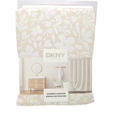 DKNY Pure New Shaded Floral Shower Curtain 72x72 Jacquard Beige and Off White