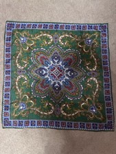 Vintage Hand Rolled Stitched Paisley Japanese Scarf 26 X 26.