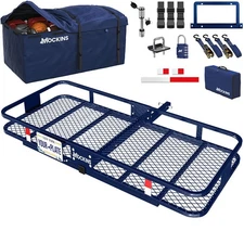 Mockins 60"x30"x6" Navy Tow Hitch Cargo Carrier with 30 Cu.Ft. Navy Cargo Bag