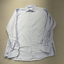 Eton Shirt Mens 17 43 Blue Contemporary Check Slim 100 Cotton Button Dress