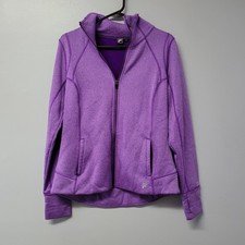 Fila Sport Womens Purple Full Zip Fleece Sweatshirt Jacket Thumbholes Size L
