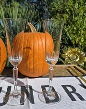 Set of 2 Schott-Zwiesel ALLIANCE Crystal Champagne Flutes Multi Faceted Stem EUC