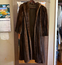 Vintage Genuine Brown Mink Fur Full-Length Coat -Large