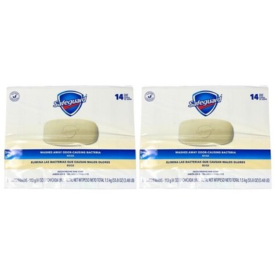 Pack of 2x Safeguard Bar Soap, Beige, 14 Bars, 4 oz Each   Washes Away Bacteria