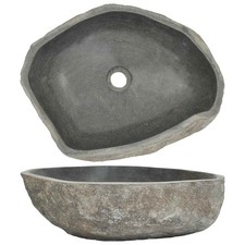Basin Natural River Stone Oval Washroom Cloakroom Wash Sink Multi Sizes vidaXL