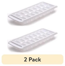 (2 pack) Rubbermaid Quick Release Ice Cube Tray, Plastic, White, Rectangular
