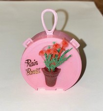 Vintage Simplex PINK Rain Bonnet Barbie Doll Size Carrying Case w/Flowers UNUSED