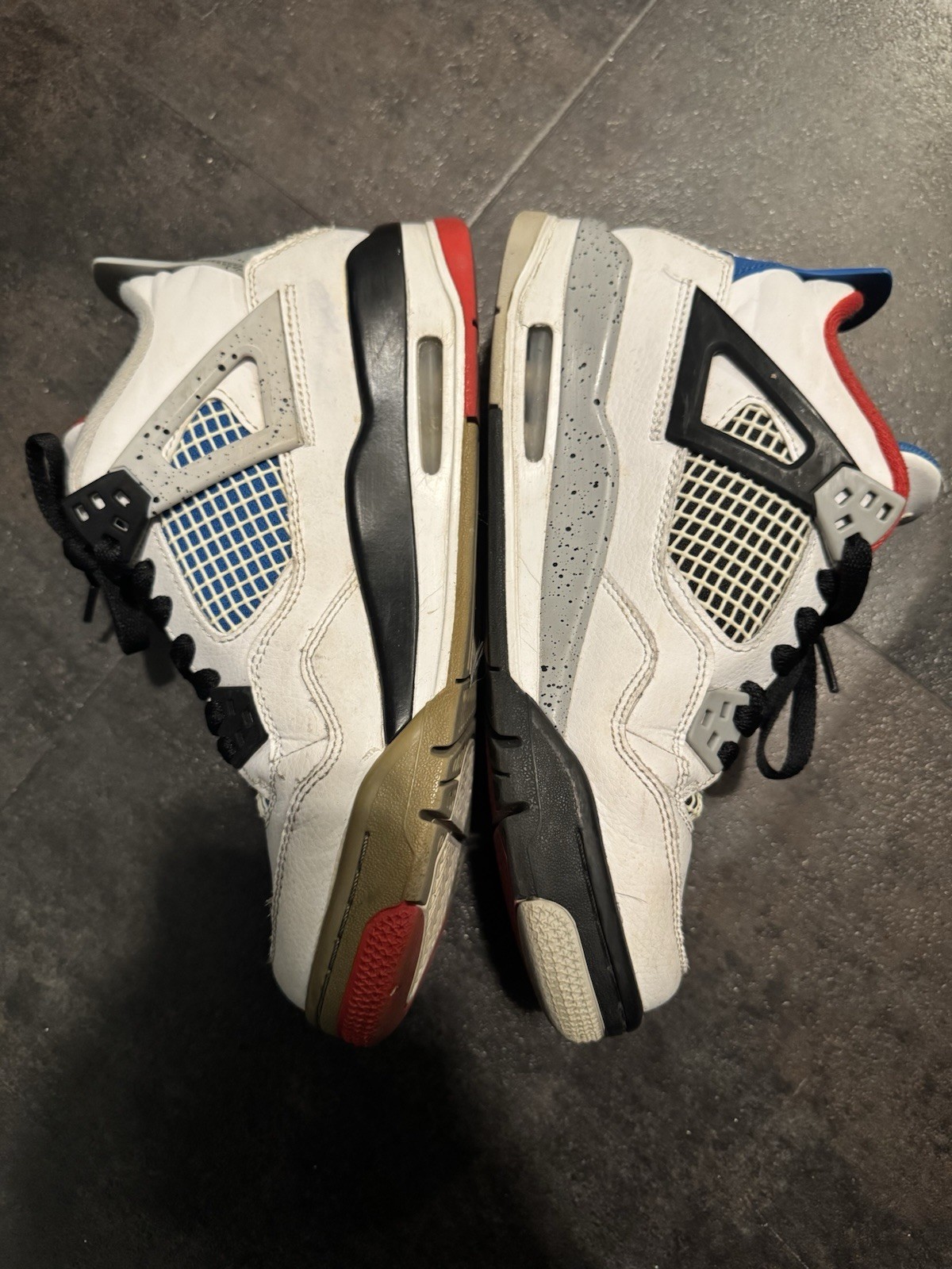 Nike Air Jordan 4 Retro GS White Blue Red Leather Basketball Shoes 6Y 408452-146 thumbnail 2