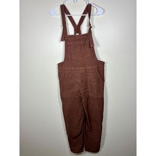 Aerie Chocolate Brown Corduroy Overalls Womens Size S Earthy Granola Goblin Bibs