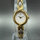 Seiko Watch Women 16mm White Dial Two Tone Round Vintage 1F20-5H79 New Battery