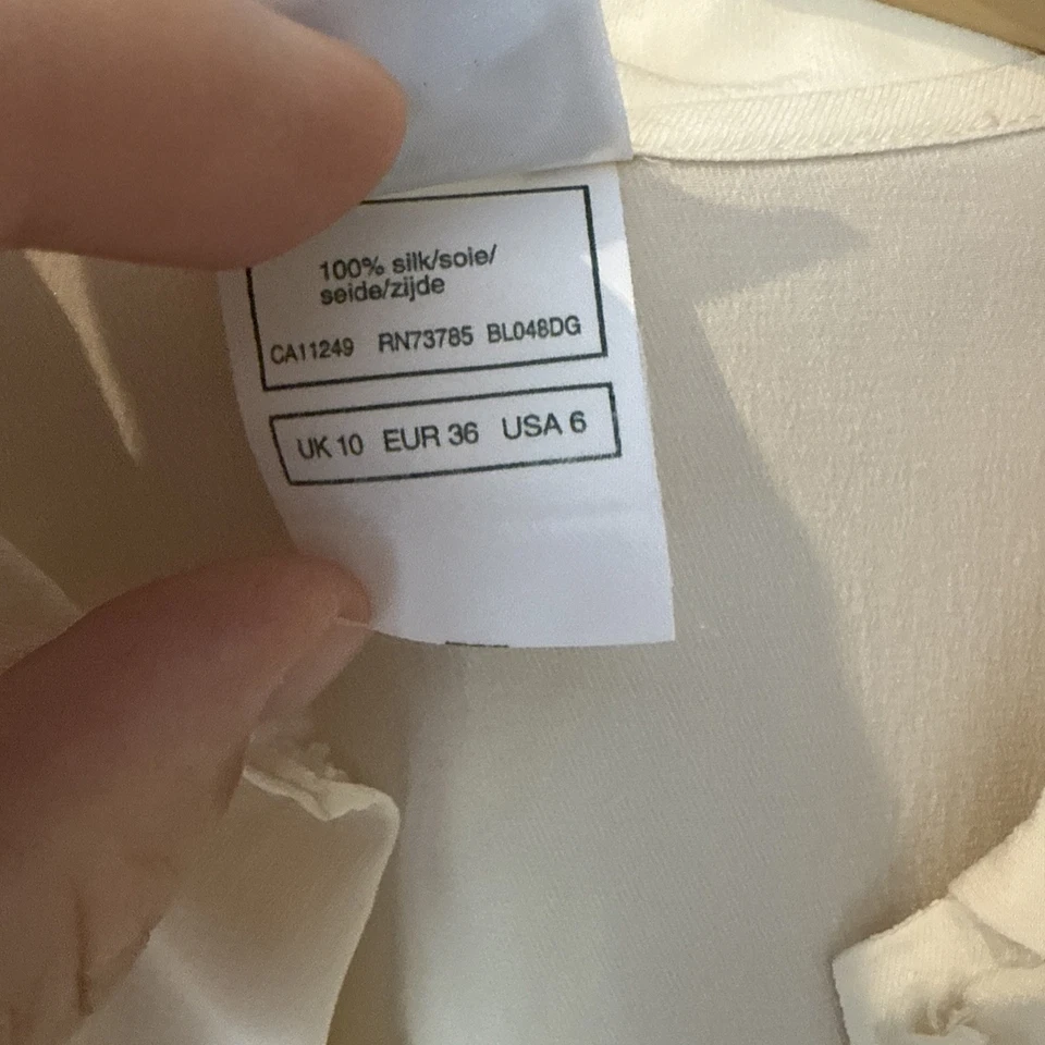 Blusa Camisa Vintage Laura Ashley Estilo Seda Suave Crema Talla UK10 Foto 3 de 4