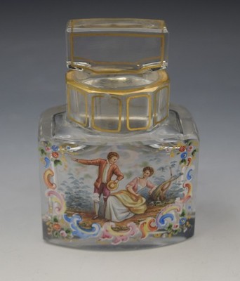 MEYR'S NEFFE BOHEMIA ANTIQUE POLYCHROME GOLD ROCOCO PERFUME BOTTLE SCENT BOTTLE