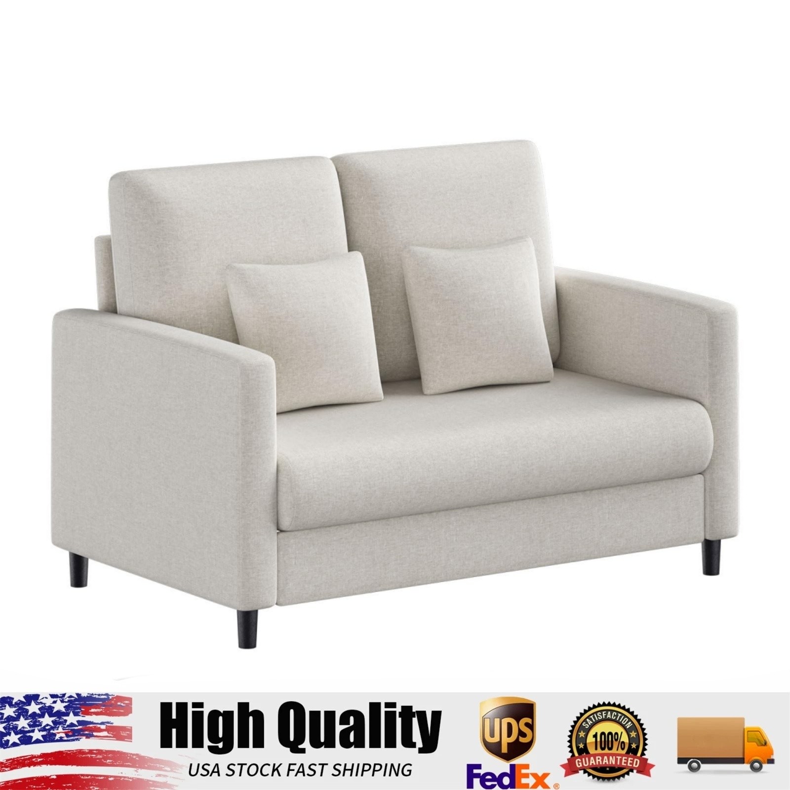 52" Loveseat Sofa for Living Room, Chenille Loveseat Couch with Padded Armrest