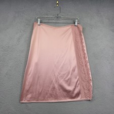 Vintage Half Slip Skirt Womens 10 Pink Lingerie Intimates Lace Silky Satincore