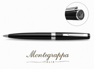 Montegrappa Fortuna Black Ballpoint Pen With Chrome Details NOS
