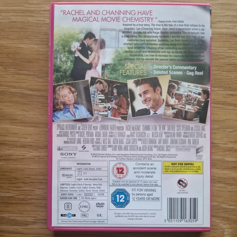 The Vow DVD - Rachel McAdams, Channing Tatum Romantic Drama Film - Image 3 of 4