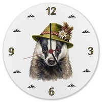 Dachs Mit AlpenläNdischem Trachtenhut Wanduhr Aus Mdf