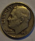 1951D Roosevelt Dime 90% Silver BU US Coin j5-1