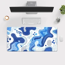 15.7x35.4 inch Blue Wave Design Mouse Pad & Desk Mat-Non-Slip Waterproof Surface
