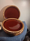 Lot of 6 Hull Pottery Brown Drip Glaze 10.5" Dinner Plates VTG Oven Proof USA