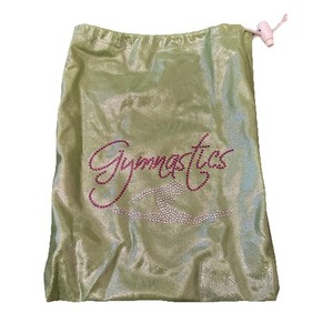 Drawstring Fashion Fabric Bag for Gymnastics Grips Dance Workout blinged storage