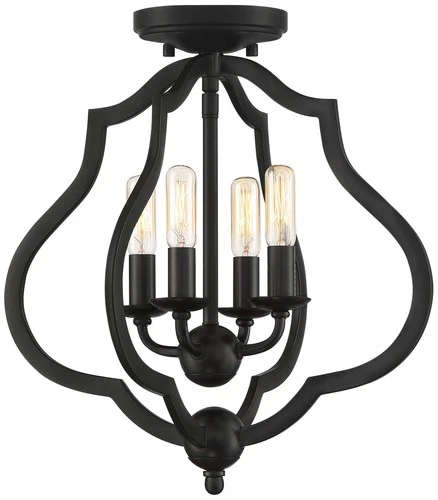 Quoizel O'Keefe 15" Wide Matte Black 4-Light Ceiling Light - Picture 2 of 9