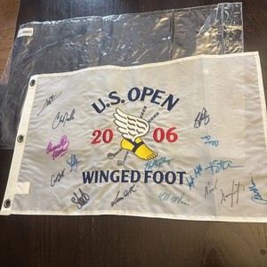2006 U.S. Open Winged Foot US Autographed / Signed Golf Pin Flag