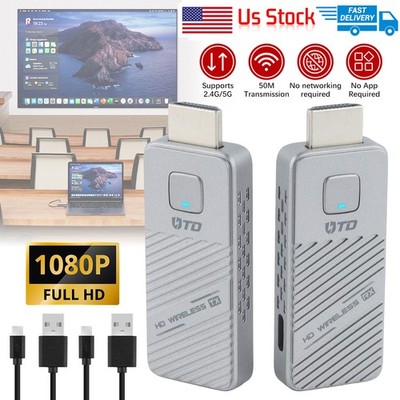 2026 Upgraded Wireless HDMI Transmitter and Receiver, 4K Decode 1080P@60Hz 50M