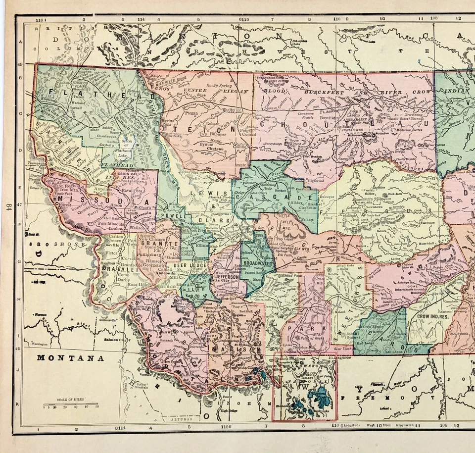1903 MONTANA Map ORIGINAL - MISSOULA - BUTTE - CUSTER - HELENA - Image 2 of 3