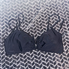 Time and Tru Black Bikini Top M B Cup Padded Stretch Mesh Polyester Spandex