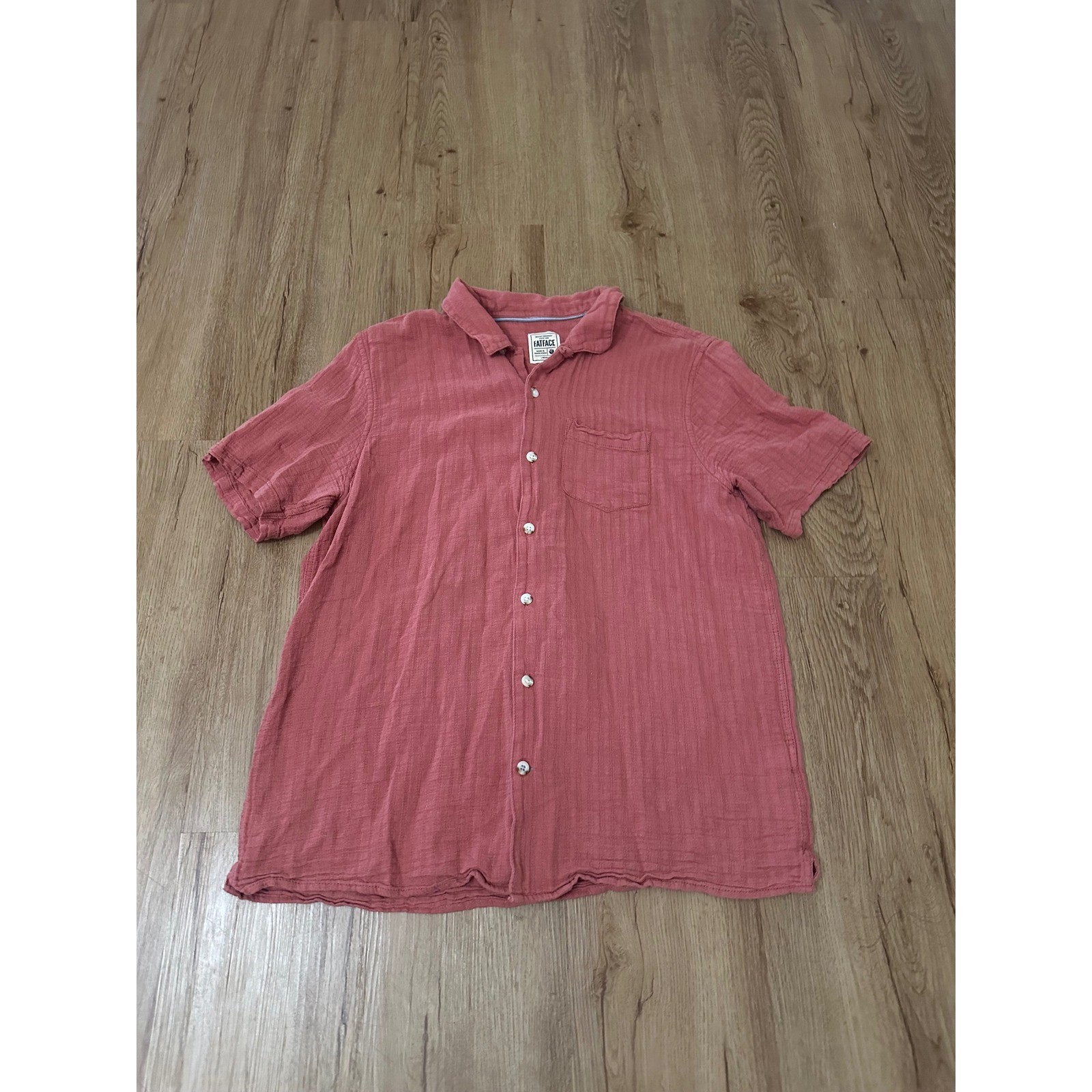 FatFace Mens L Regular Short Sleeve Button Up Shirt Casual Textured