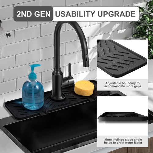 Silicone Faucet Mat for Kitchen Sink – Gen 2 Splash Guard with Upgraded Outle... - Picture 3 of 7