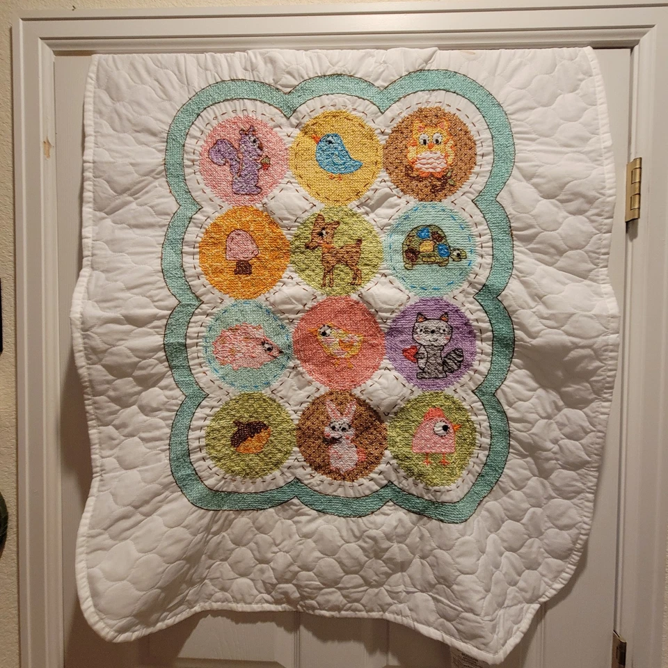 Cross Stitch Kit Stamped Baby Quilt Dimensions HAPPI WOODLAND FINISHED 34x43 - Image 2 of 4