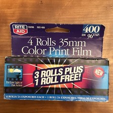 Rite Aid 35mm Color Print Film ISO 400 4 Rolls Exp 11/2012 Sealed Vintage Photo