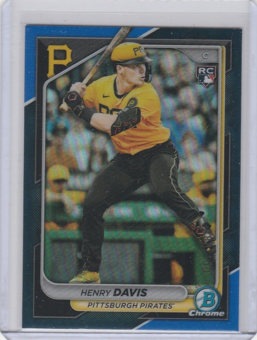 2024 Bowman Chrome #7 HENRY DAVIS Blue Refractor RC #'d /150 Pittsburgh Pirates