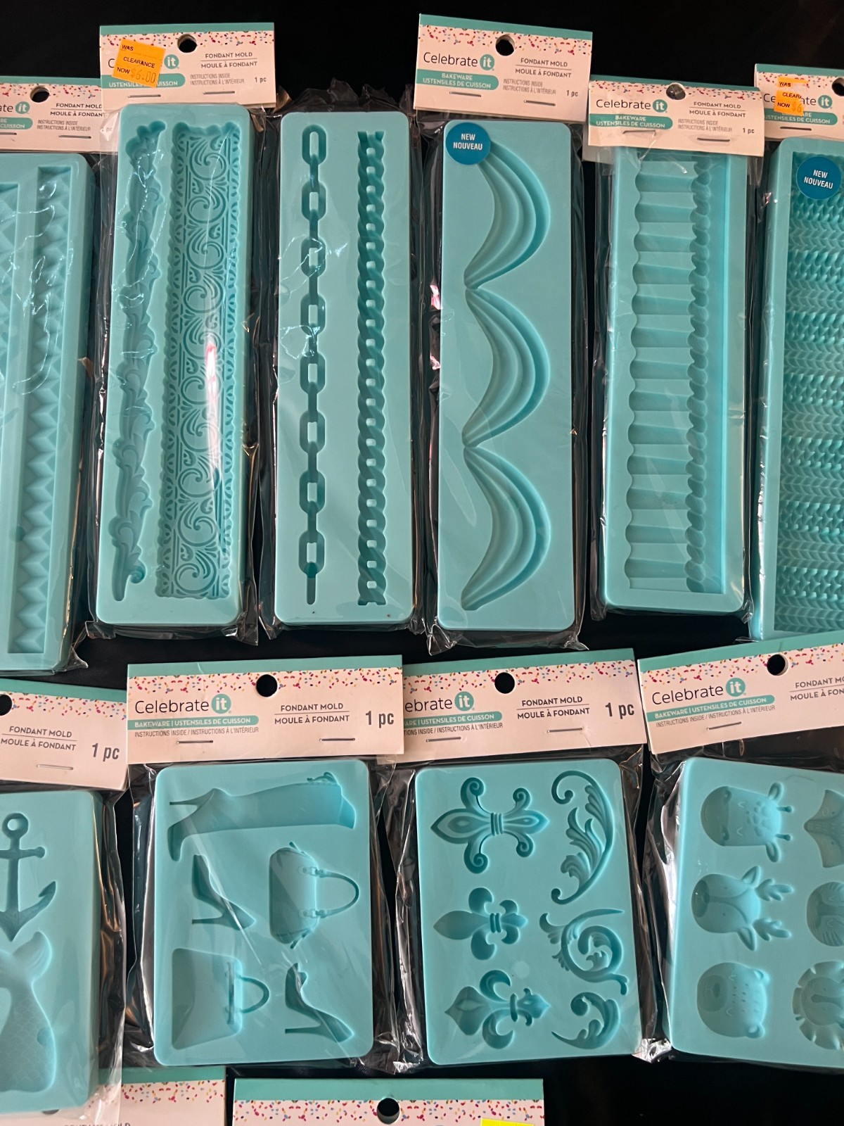 15 LOT CELEBRATE IT FONDANT MOLD BLUE SILICONE BAKEWARE NEW