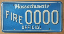 Massachusetts Sample License Plate Mass MA  Fire 0000  FD Tag  