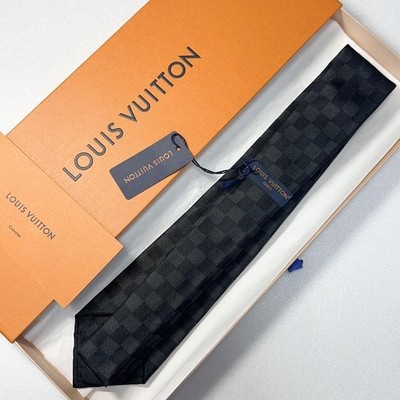 Louis Vuitton Damier Silk Tie Black Unused with Box & Tag | eBay