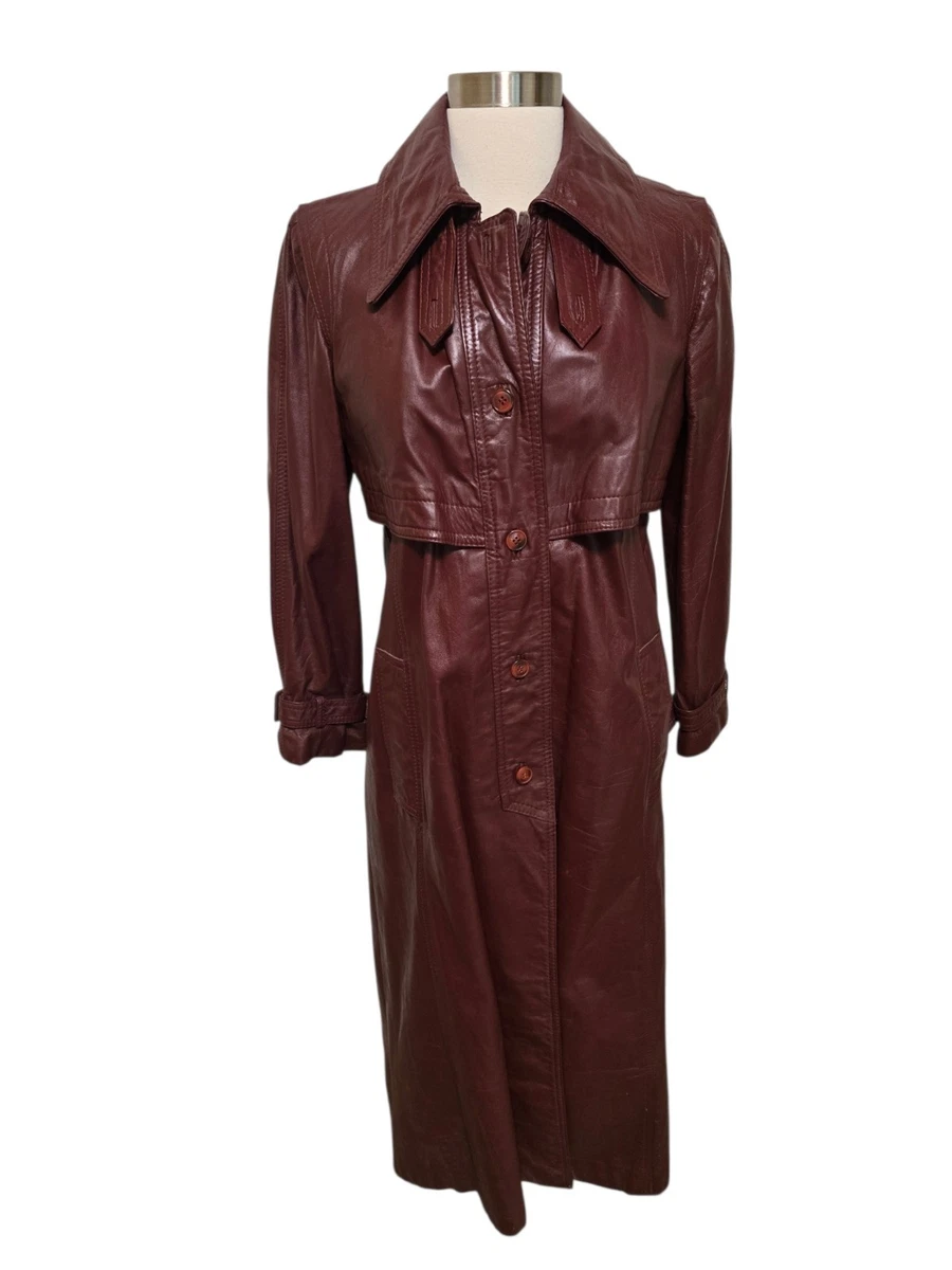Trench Coats Red Leather Outer Shell Coats, Jackets & Vests for