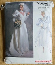 Vogue Sewing Pattern 2178 Bridal Wedding Gown Dress Size 14 1990s UNCUT