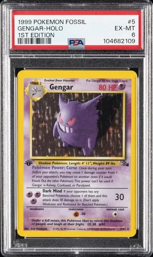 1999 POKEMON FOSSIL 1ST ED #5 GENGAR-HOLO PSA 6