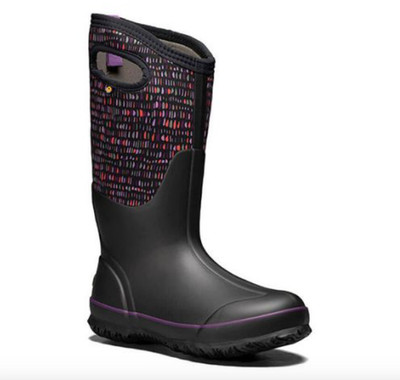 Bogs Womens Classic Tall Rainboot Waterproof Boots Twinkle Print-Black Size 6