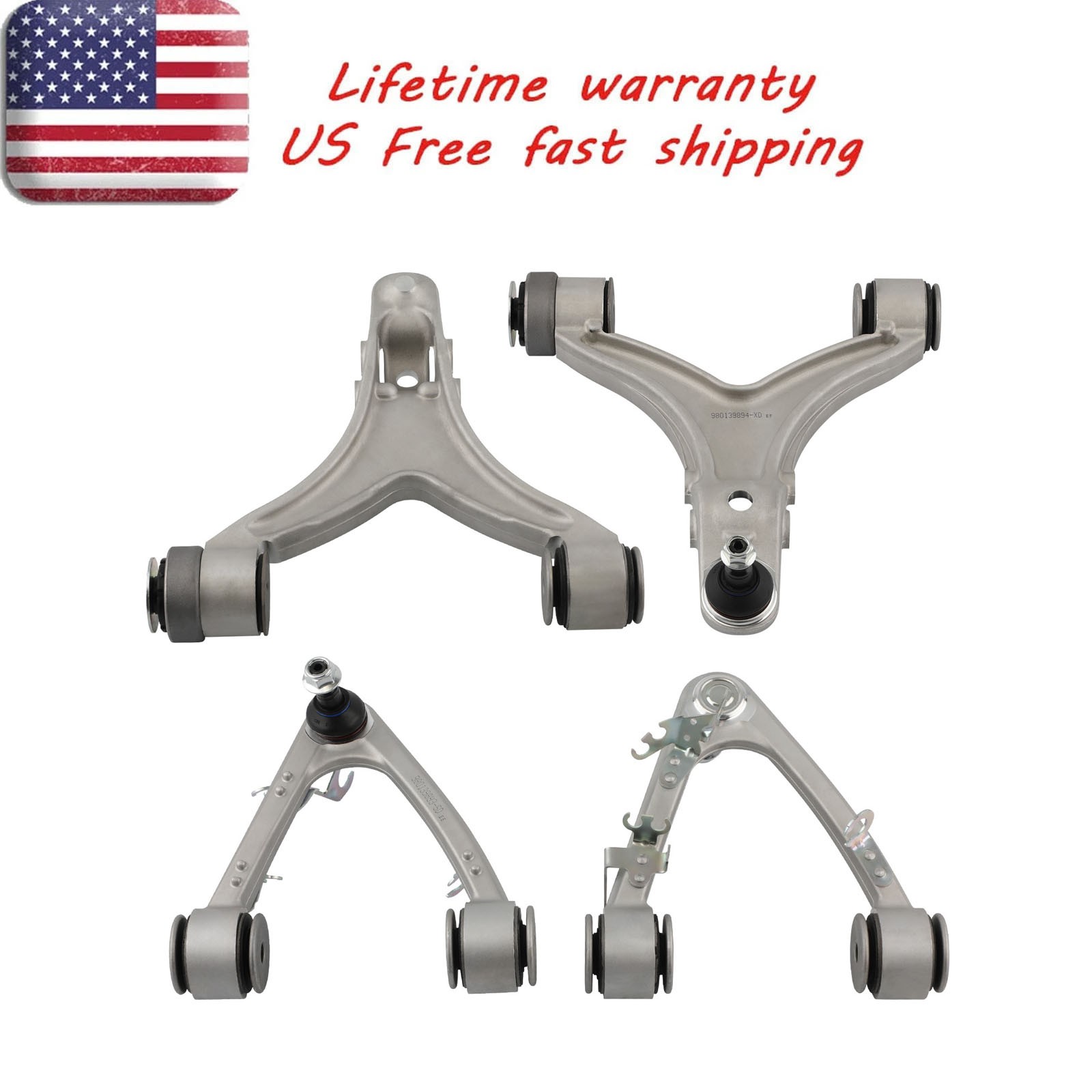 4Pcs Front Upper & Lower Control Arms for Maserati Quattroporte GranTurismo M139