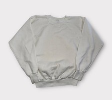 Vintage Blank Sweatshirt Adult M/L White Raglan Crewneck Pullover 90s