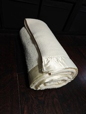 Vtg Fieldcrest Touch Of Class Blanket Waffle Weave Satin 82x86 Cream Acrylic USA