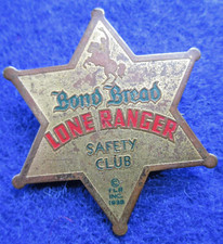 Vintage BOND BREAD Lone Ranger SAFETY PIN 1938 TLR INC Advertising PROMO Badge