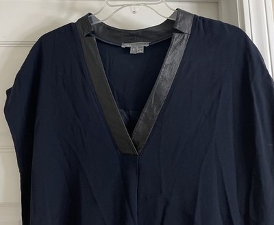Vince. Leather Trim Sleeveless V Neck Stretch Viscose Dress Women Sz S |  eBay