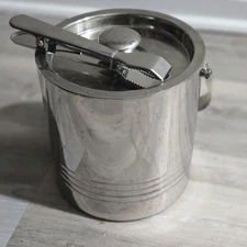 Joyjolt Metal Double Wall Ice Bucket with Lid, Ice Tongs and Strainer. 3L Insula