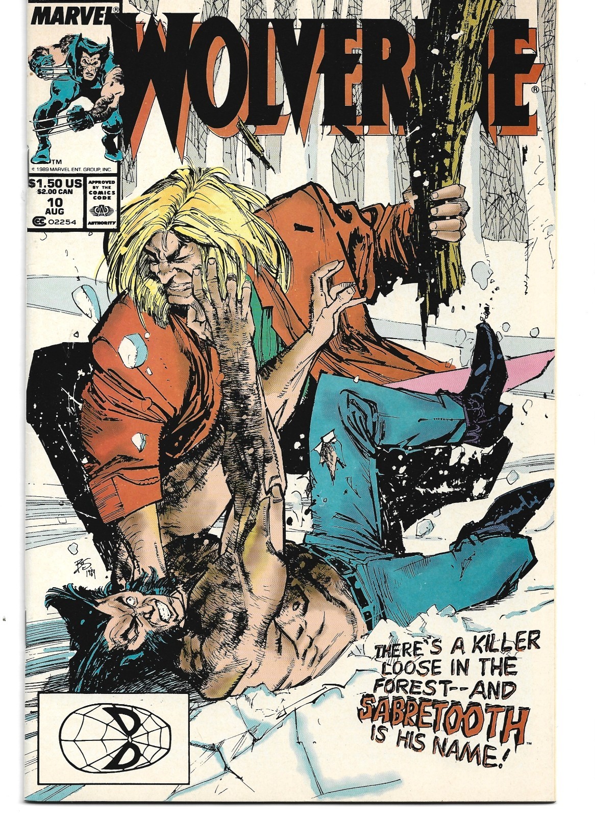 Wolverine #10 1989 1st Sabretooth Battle 1st Silver Fox Sienkiewicz Cover NM-/NM