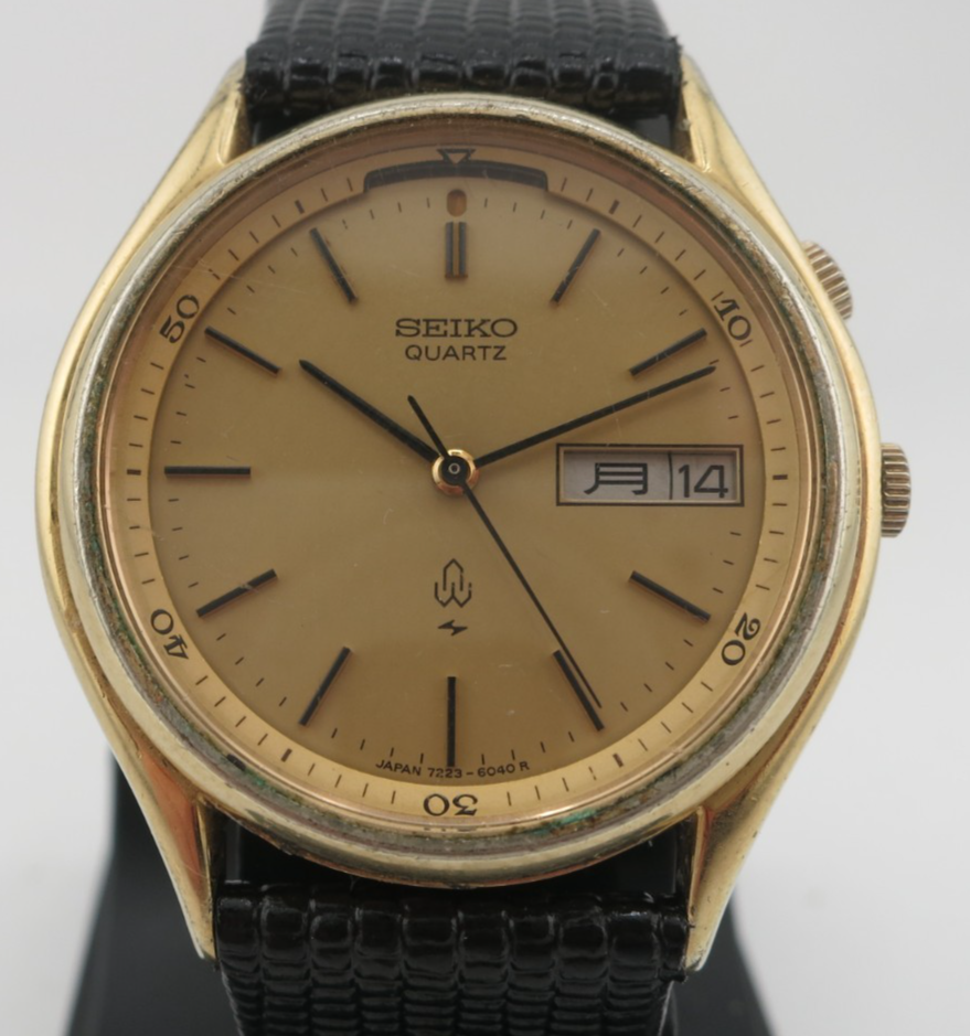 Vintage Seiko Gold-Tone Alarm Analog Quartz Watch - 7223-6040